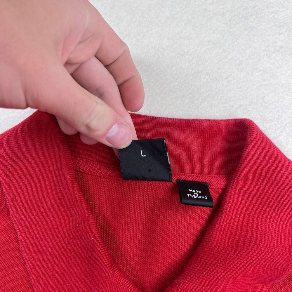 Hugo Boss Mens Red Pima Cotton Short Sleeve Polo Shirt Size L Logo Collared - Picture 4 of 9